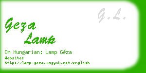 geza lamp business card