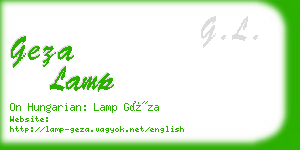 geza lamp business card